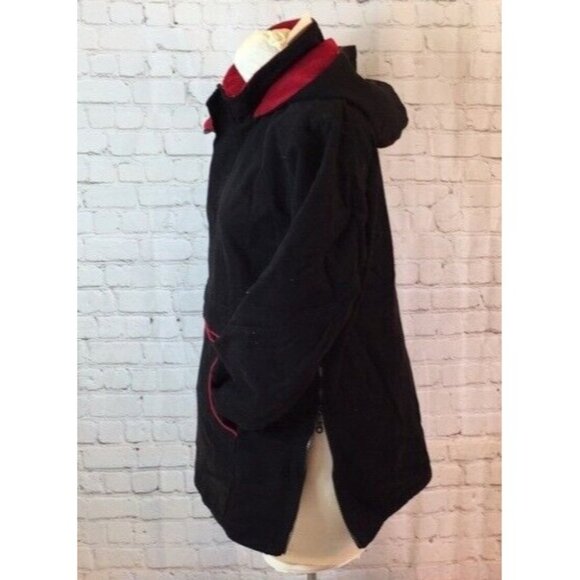 NWT Clandestino Coat Black Fleece Quarter Button Pullover Jacket Front Pocket - Picture 3 of 6